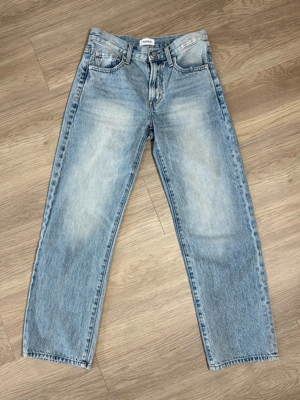 Pistola Lexi Mid Rise Bowed Straight Jeans in Bowie Light Wash Size 25 - Picture 1 of 12
